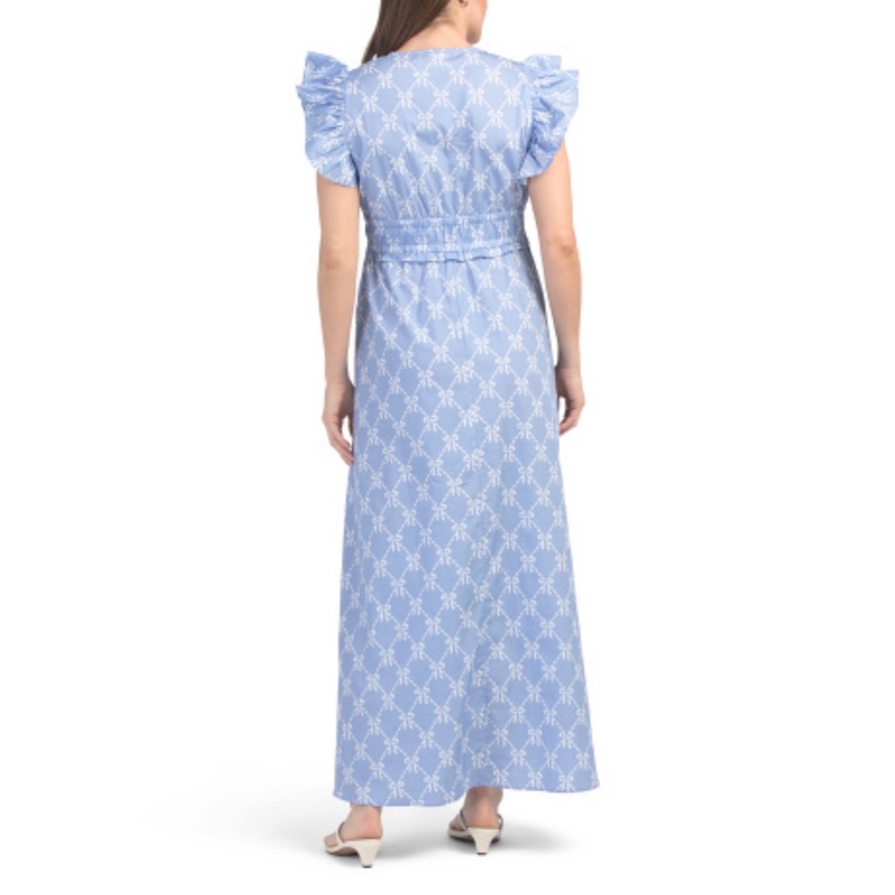 SAIL TO SABLE
Flutter Sleeve Bow Printed Maxi Dress size M - Picture 2 of 7